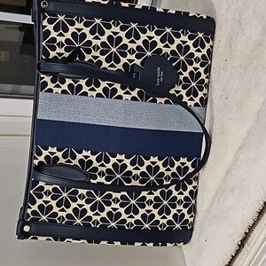 Kate Spade Flower Jacquard Stripe Market Medium Tote